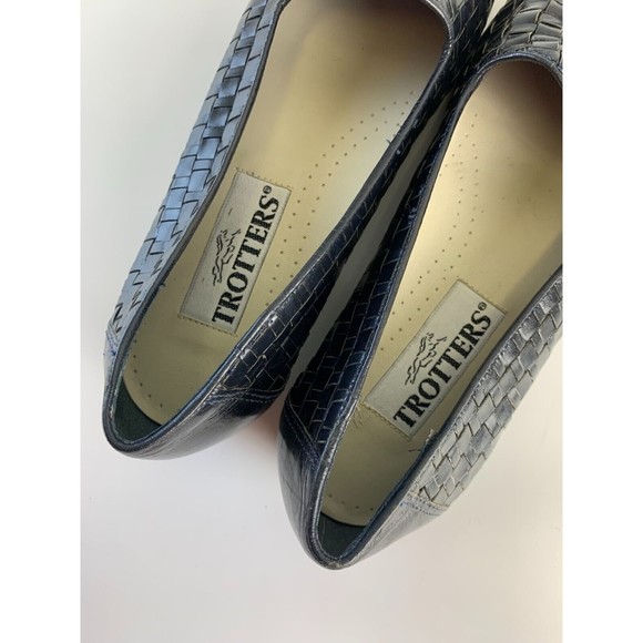 Trotters Liz Black Woven Leather Loafer Slip On Almond Toe Dress Shoe Womens 8 M - Picture 6 of 12